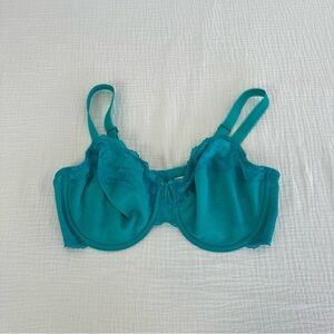 Wacoal Teal Blue Lace Underwire Bra 36DDD with Matching Underwear
